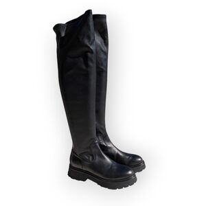 Black Leather Over The Knee Boots Chunky Platform Thigh High Janet Sport EU 40